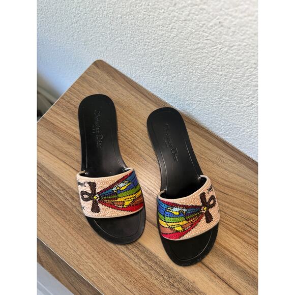 Christian Dior Embroidered Slide Sandals “Judgement” Rainbow Beaded Flats – Size - Picture 2 of 3